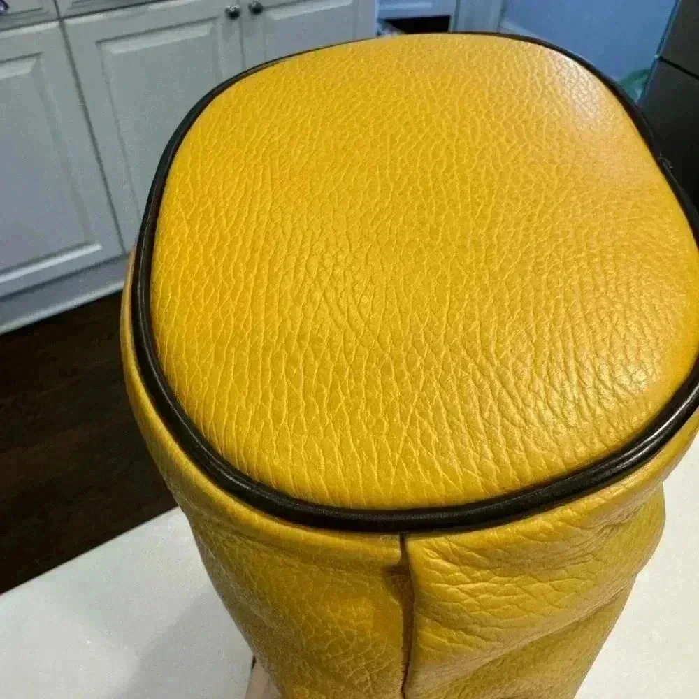 Valentina pebbled leather crossbody or shoulder bag. Yellow